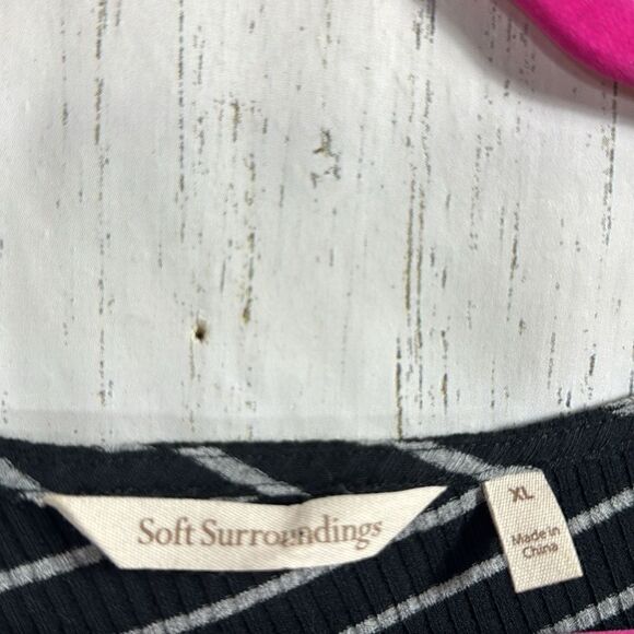 Soft Surroundings Black White Striped Asymmetrical Swing Maxi Dress XL Comfy - Picture 8 of 16